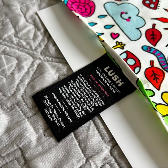 LUSH 100% ORGANIC COTTON WRAP SCARF HEADBAND NEON PRINT COSMETICS BEAUTY HAIR - Picture 6 of 8